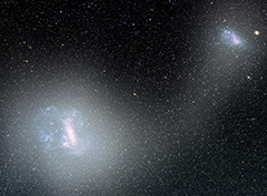 Magellanic Clouds and stellar bridge